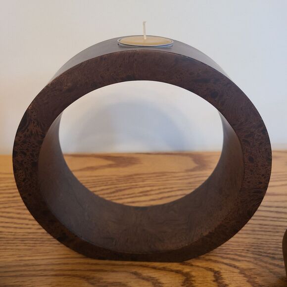 Zodax Nested Tealight Trio Candle Holders Handcrafted From Wood Unique Design - Picture 5 of 9